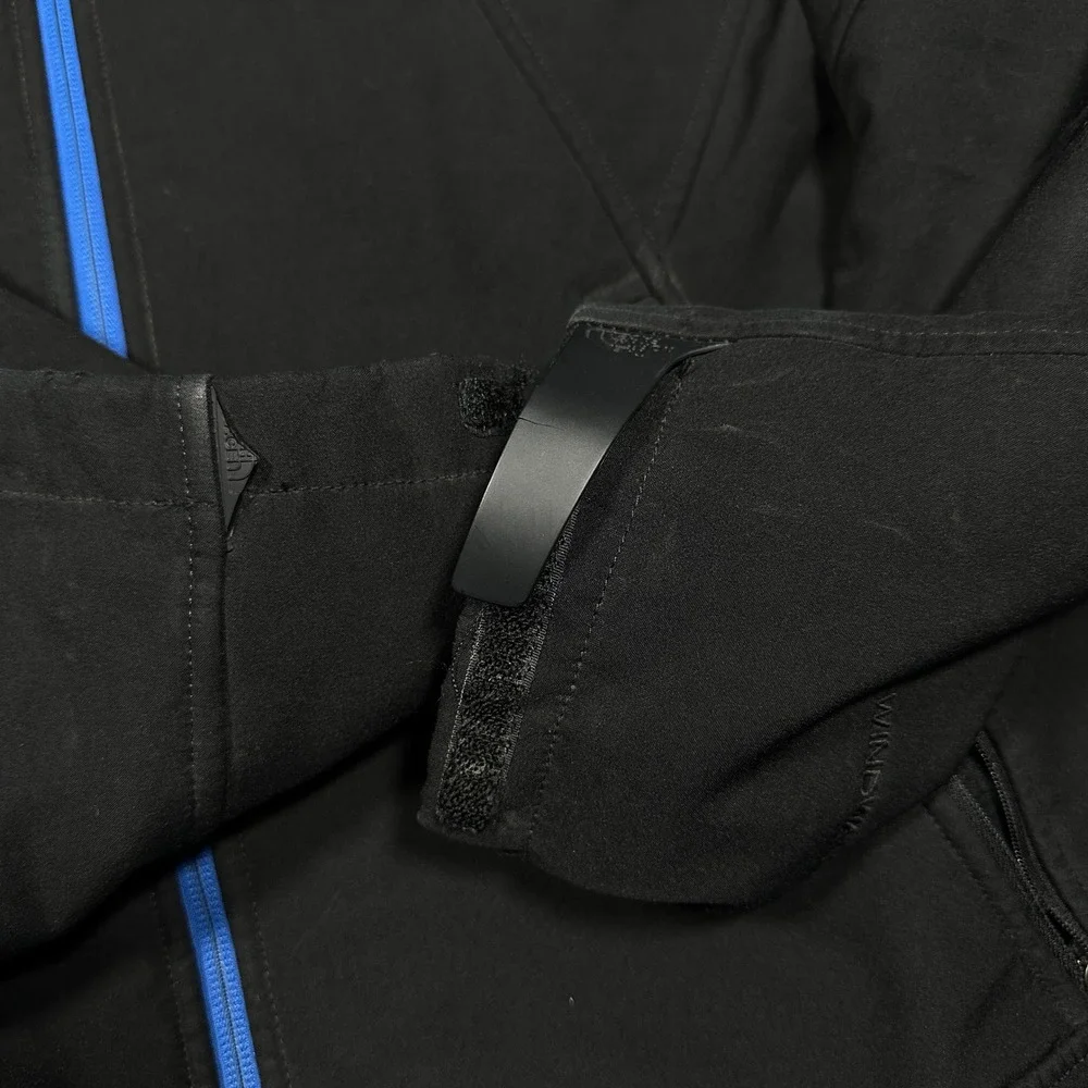 The North Face Mens Windwall Softshell Jacket Black Blue Zip Fleece‎ Lined L